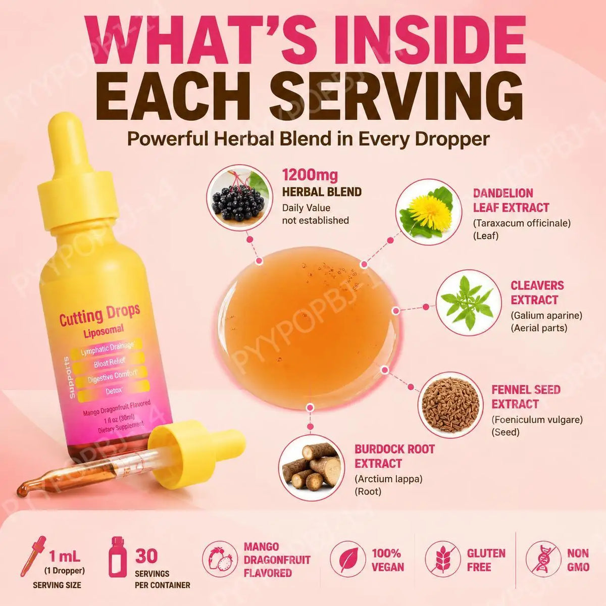 Cutting Drops Elderberry Liposomal Liquid Drops for Lymphatic Drainage Support and Digestive Comfort, Non-Gmo, 30ML